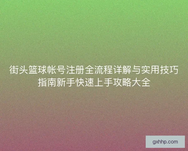 街头篮球帐号注册全流程详解与实用技巧指南新手快速上手攻略大全