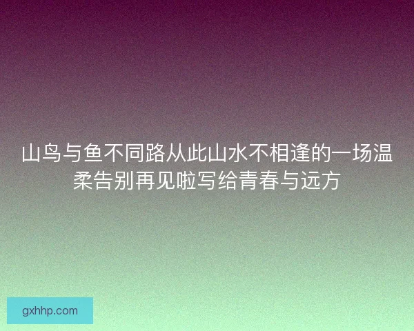 山鸟与鱼不同路从此山水不相逢的一场温柔告别再见啦写给青春与远方